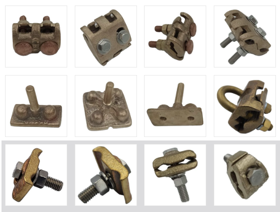 Algunas de las piezas de tornería de bronce de alta y media tensión